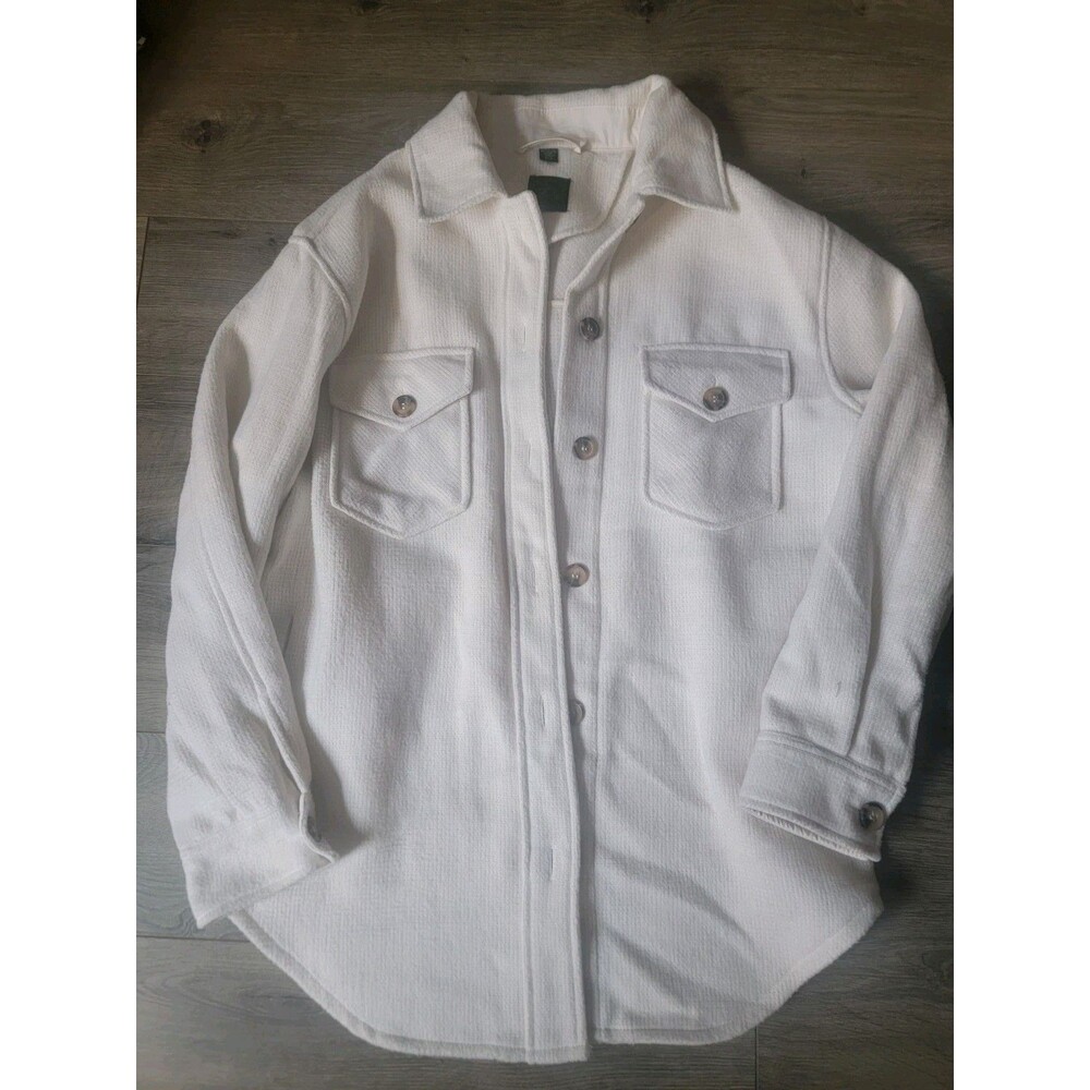 RDI Textured Knit Shirt Jacket Shacket Cream Size S Small